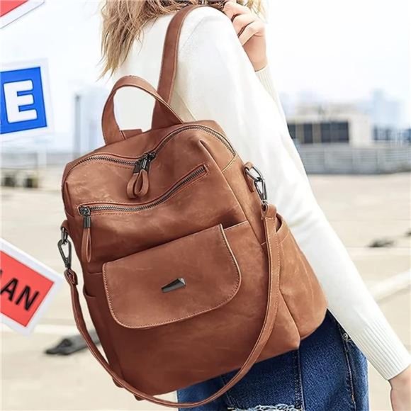 PU Leather Backpack Purse for Women  Multipurpose Handbag  Shoulder Bags Brown